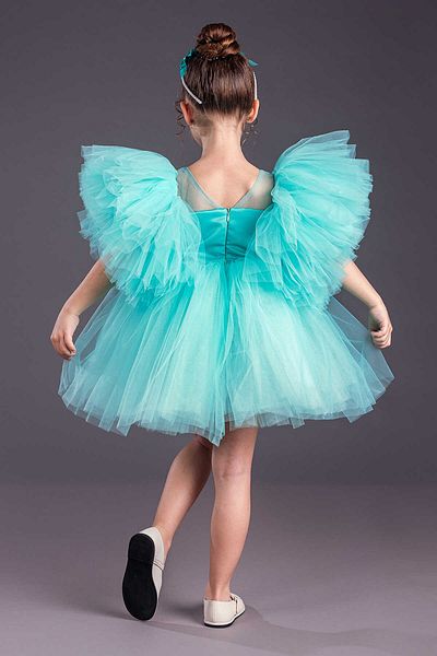 vestitino Mint Green Pearl Crown Tutu Φούστα με φουσκωτά μανίκια για κορίτσια Παιδικό βραδινό φόρεμα 1662