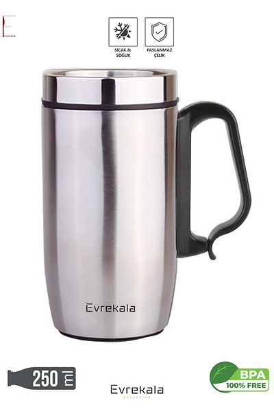 Evrekala Stainless Steel and Handle Special Thermos with Heat Protection