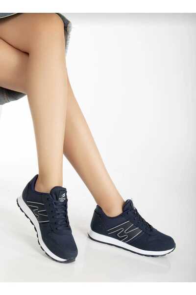 WEBORN Unisex Lacivert Bağcıklı Fileli Nefes Alabilen Rahat Taban Çocuk Yürüyüş Sneaker Spor Ayakkabı