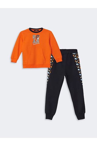 LC Waikiki Lcw Kids Crew Neck Printed Baby Boy Tracksuit Set