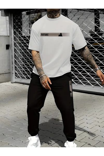 DAXİS Sportwear Company T-Shirt and Jogger Sweatpants - Printed Sweatpants Set