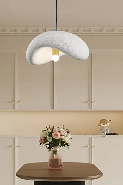 Apliqa Voliny Tekli Beyaz Beton Modern Sarkıt Oturma Odası Salon Sarkıt Avize