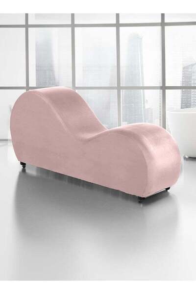 soufa dibaj كرسي استرخاء رومانسي صغير فاخر بنمط سادة من قماش مخملي - وردي فاتح - 170 × 70 × 40 سم