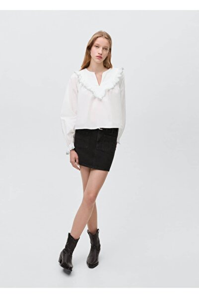 Mango Teen Bluză cu guler cu volane