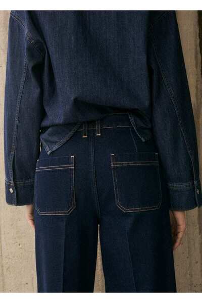 MANGO Woman Yüksek bel wideleg rinse wash jean