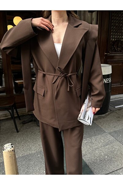 VOLT CLOTHİNG Women's Rope-Tied Shoulder Detailed Lined Trousers Set