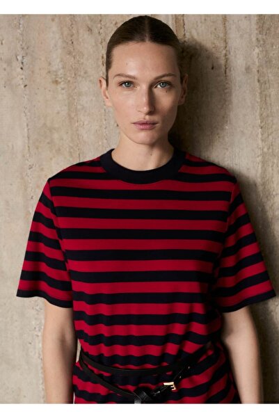 MANGO Woman Ριγέ κοντομάνικο μπλουζάκι