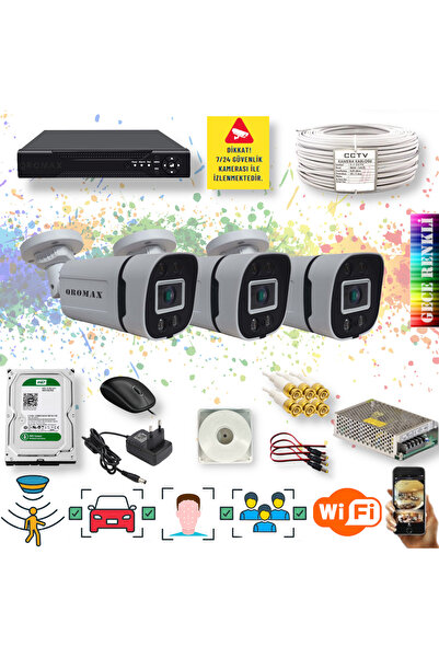 qromax 3 Kameralı Set Yapay Zeka Özellikli Gece Renkli 5MP SONY Lens FULLHD G...