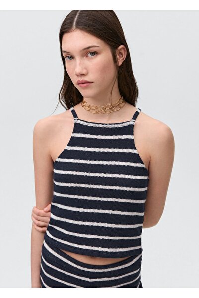 Mango Teen Bluza sa prugastim halter ovratnikom