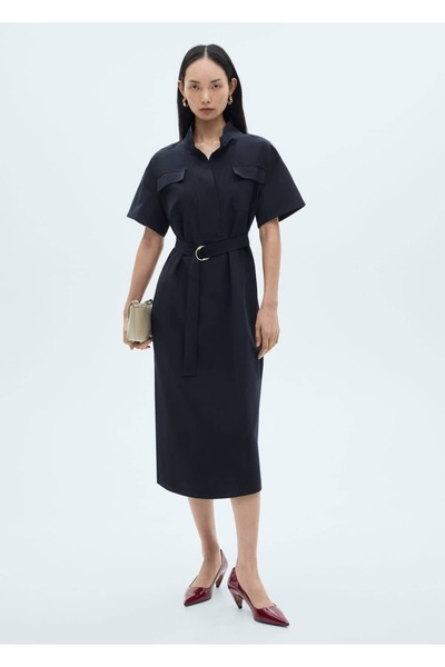 MANGO Woman Rochie cu mânecă scurtă cu curea