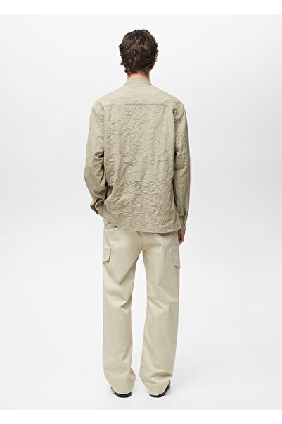 MANGO Man Büzgülü Mao yaka gömlek