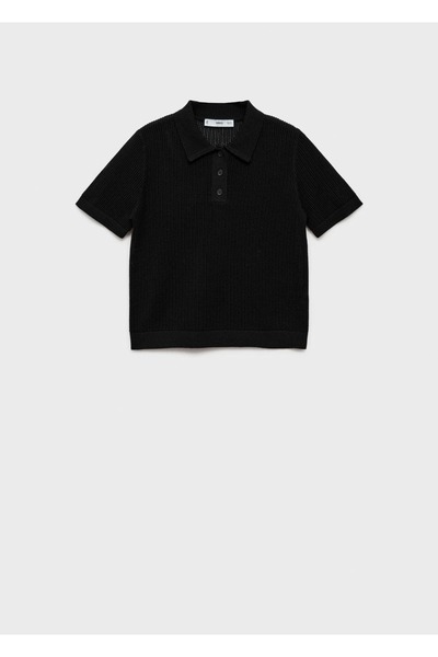 MANGO Woman Ajur örgü polo yaka kazak