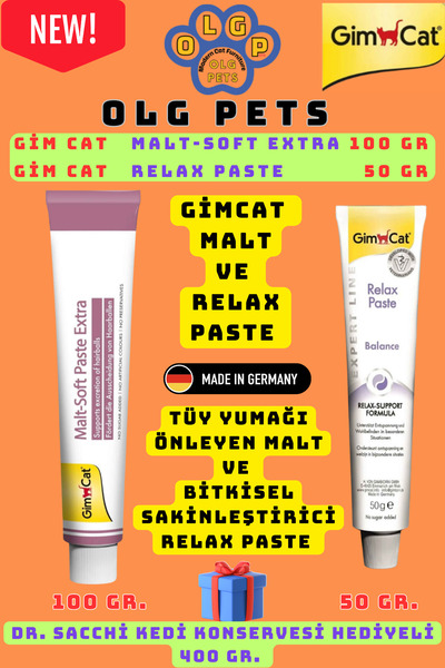 Gimcat Malt 100 GR + Gimcat Relax Paste 50 Gr. ( Gimcat Kedi Maltı ve Sakinleştiricisi ) Hediyeli