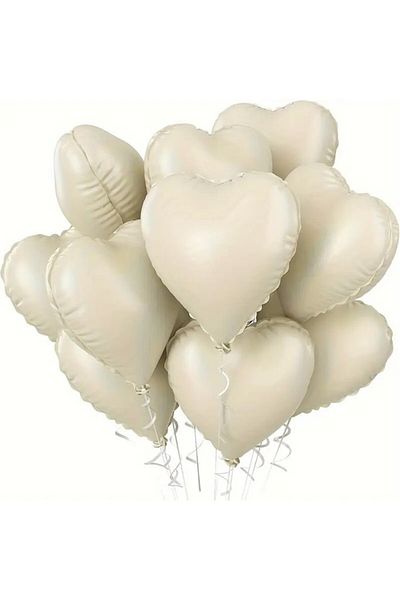 BeySüS Cream Retro Beige Heart Foil Balloon 18 Inch 5 Pieces