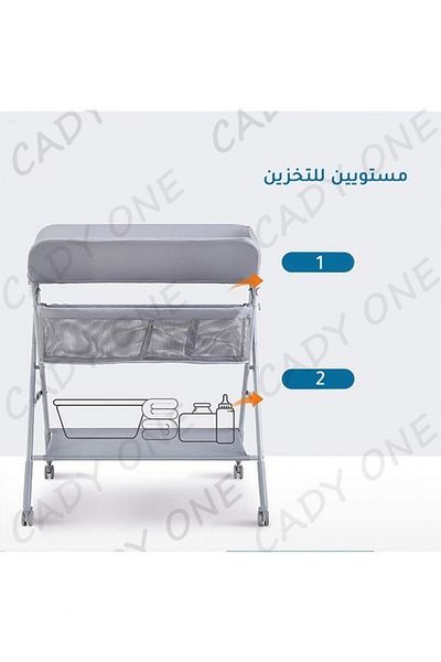 Cady One طاولة تغيير حفاضات محمولة قابلة للطي مع عجلات للرضع، وغطاء حفاضات مقاوم للماء