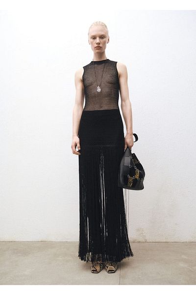 MANGO Woman Openwork Knitted Fringed Dress