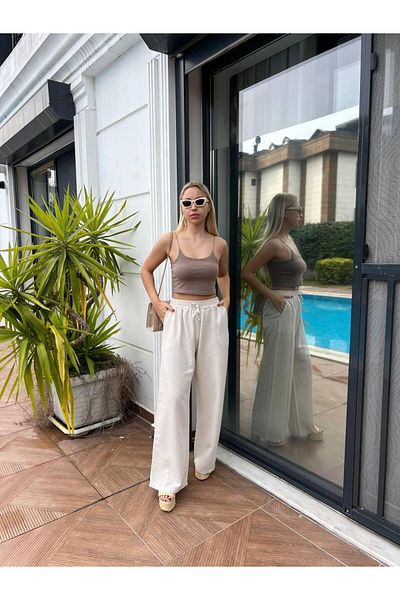 For Angels Linen Elastic Waist Loose Fit Trousers