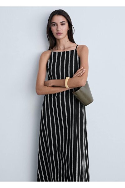 MANGO Woman İşlemeli halter yaka elbise
