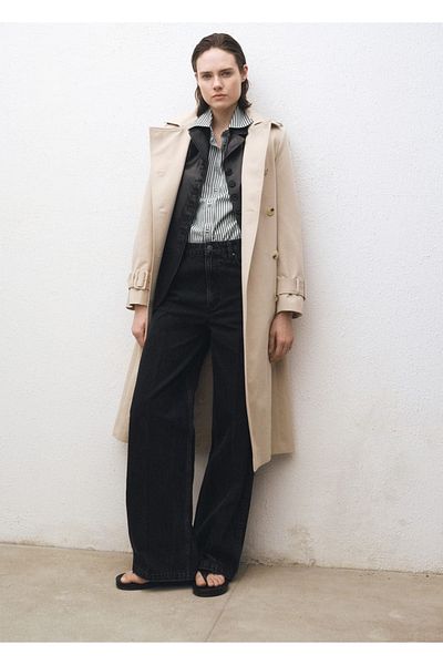 MANGO Woman Straight Cut High Waist Jean Trousers