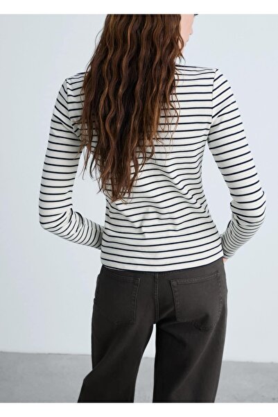 MANGO Woman Μπλουζάκι με ριγέ λαιμόκοψη