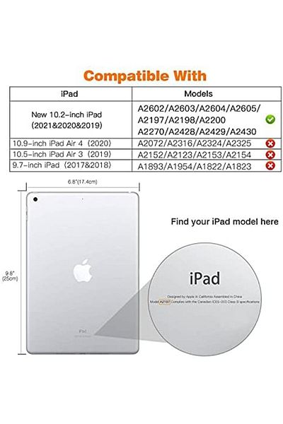AWH iPad 8th/7th Gen 10.2 Case, Slim Smart Shell Stand Cover, Auto Wake/Sleep, Midnight Green.