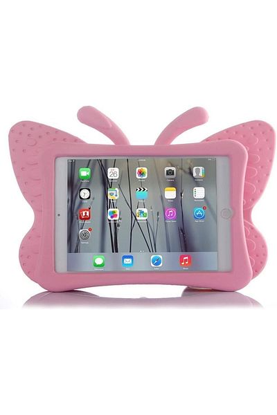 AWH iPad Mini Kids Case, Non-Toxic Lightweight 3D Cartoon Butterfly Shockproof Stand Case, Pink.