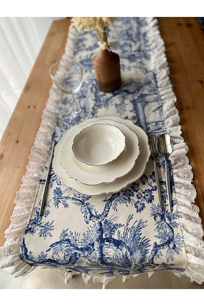 eyma home Λινάρι Παγκόσμιος βολάν δρομέας (45cm 130 cm (ανθεκτικό στους λεκέδες)