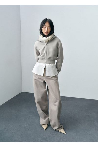 MANGO Woman Hooded short sweatshirt