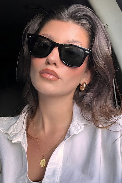 MACERATİ النظارات الشمسية السوداء الضخمة