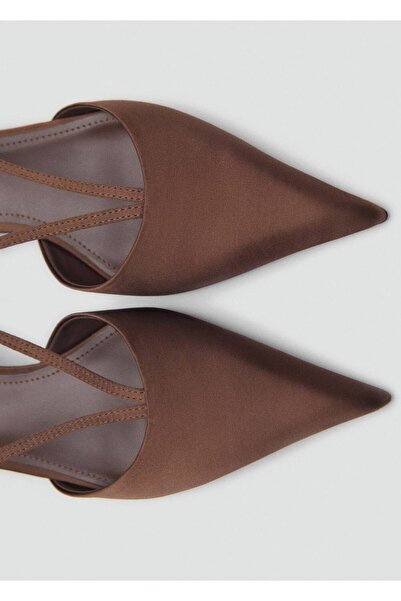 MANGO Woman Saténové páskové kotěcí podpatky