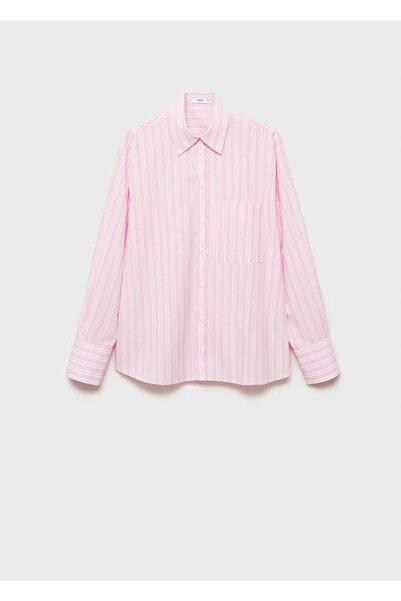 MANGO Woman Düz kesim çizgili gömlek