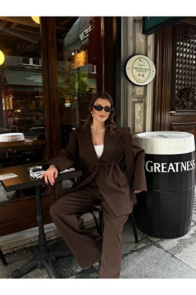 VOLT CLOTHİNG Women's Rope-Tied Shoulder Detailed Lined Trousers Set