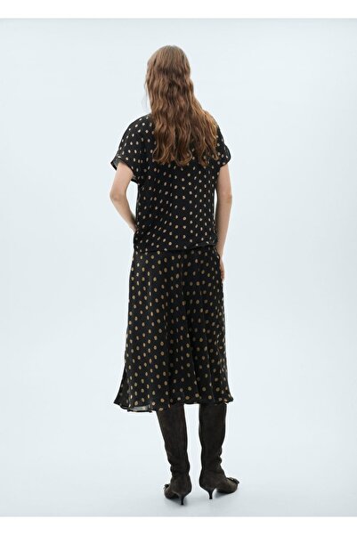 MANGO Woman Drape yakalı puantiyeli bluz