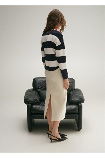 MANGO Woman Yuvarlak yaka çizgili kazak