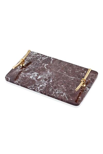 SETABIANCA Evza Dikdörtgen Mermer Tepsi Vişne  25*40*4 Cm