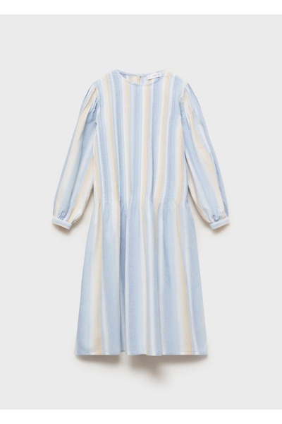 MANGO Kids Çizgili büzgülü elbise