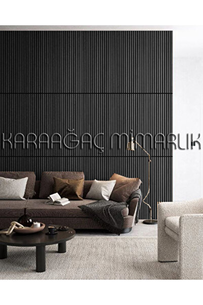 Karaağaç Mimarlık 100x240 Akustik Ahşap Duvar Paneli-8mm mdflam-4mm Keçe (Antrasit)