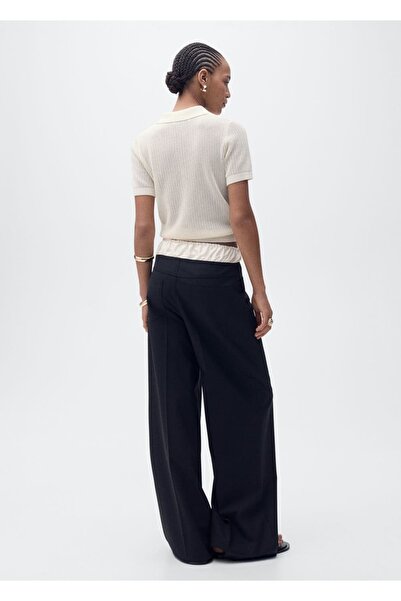 MANGO Woman Ajur örgü polo yaka kazak