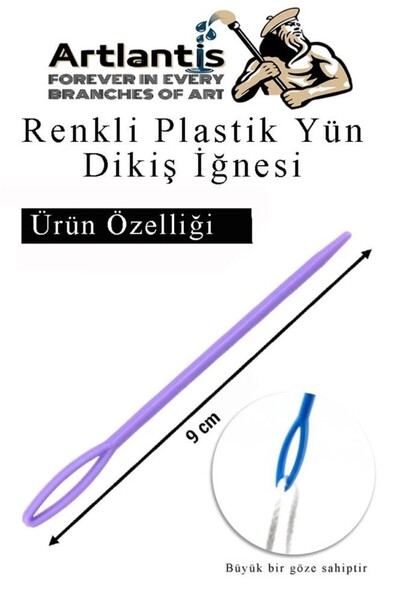 Artlantis Düz ve Kıvrımlı Plastik Yün İğnesi ve Çengelli İğne 30 Adet 1 Paket Plastik Dikiş Dokuma İğne Kavisl