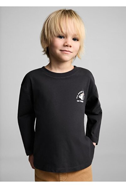 MANGO Baby Baumwoll-T-Shirt mit Bootsmuster