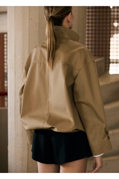 MANGO Woman Uçları büzgülü pamuklu parka