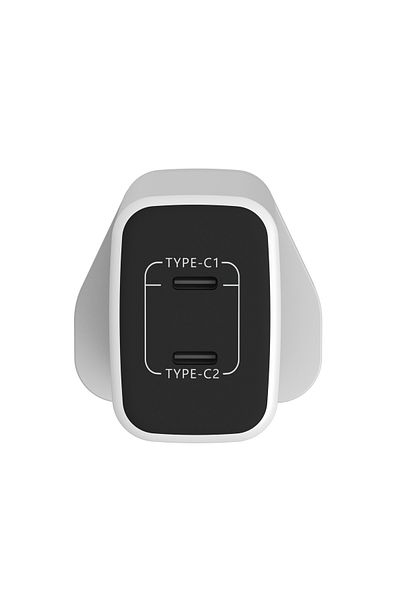 iOsuite شاحن منزلي QC 45 وات GaN Tech 2 منفذ USB-C مع كابل USB-C - RY-U45D-CC