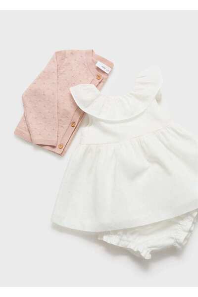 MANGO Baby Volanlı pamuklu elbise ve külot