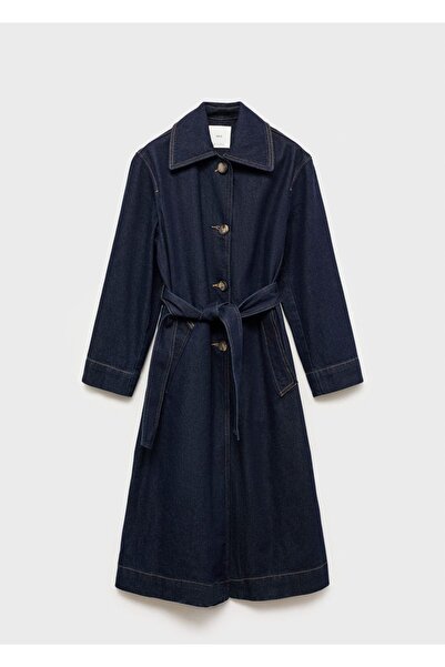 MANGO Woman Uzun rinse wash denim trençkot