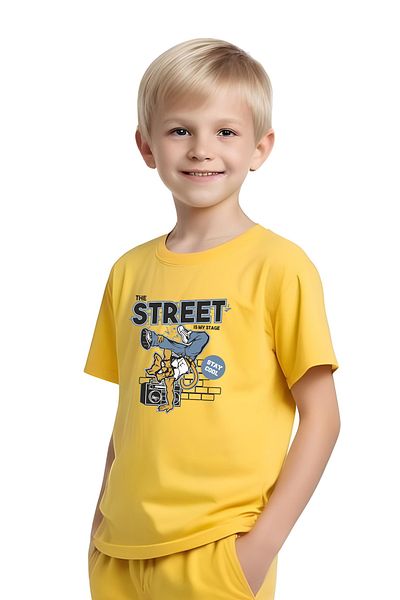 panios kids Street Panther Printed Boy Capri and T-Shirt Bottom-Top Set