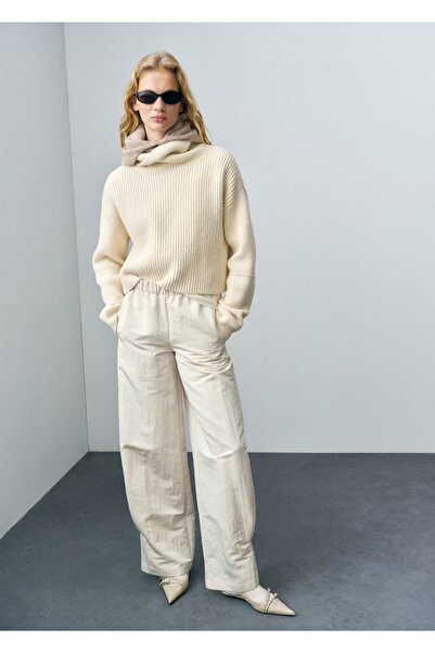 MANGO Woman Yün karışımlı balıkçı yaka kazak