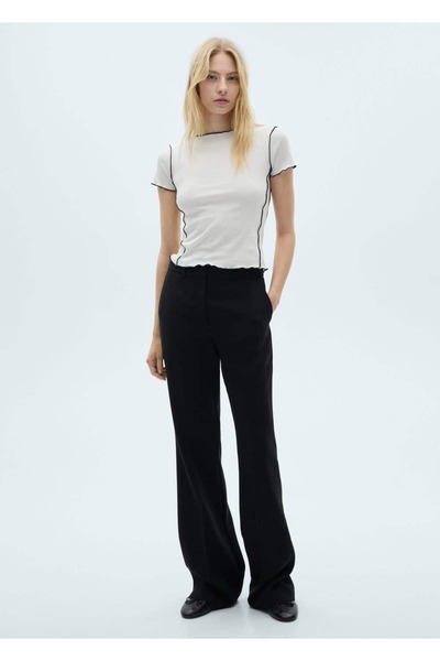 MANGO Woman Κοντή μπλούζα με αντίθεση χρωμάτων