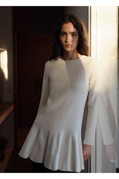 MANGO Woman Pleated Knitwear Short Dress