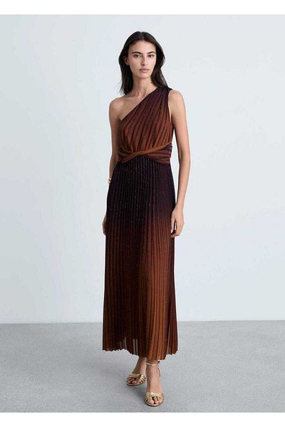MANGO Woman Pleated Ombre Dress