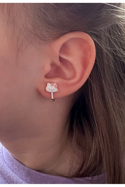 Mila Lumiere White Cat Magnet Children's Earrings